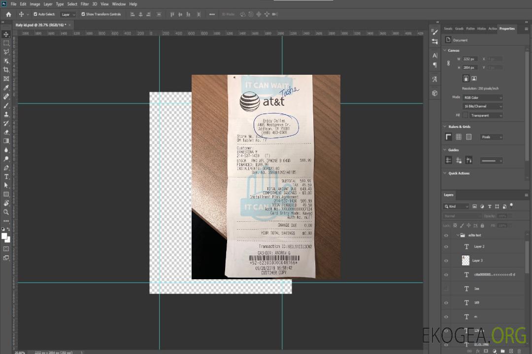 Reçu de paiement de l'entreprise At&t template